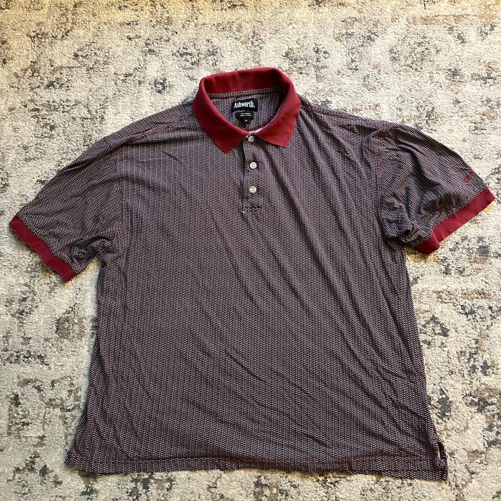 Ashworth Men’s XL Burgundy Red Polo